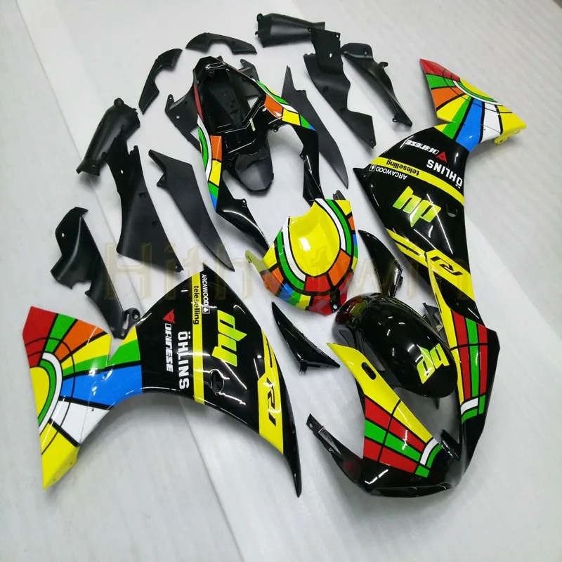 Пользовательские YZFR1 2009-2011 ABS полные комплекты обтекателей для Yamaha YZF R1 2009 2010 2011 ABS Пластиковый обтекатель+ винты+ желтый черный M2 - Цвет: A