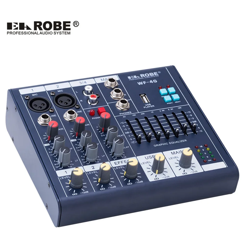 WF-4G Мини Audio Mixer Консоль с USB встроенный процессор эффектов 4 канальный микшер