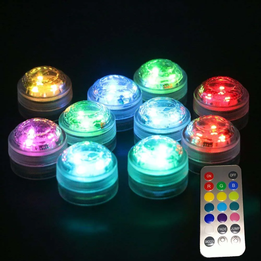 

High Quality Waterpoof Design Submersible RGB color Battery Operated (20PCS/Pack )Glass Vase Base LED Light With Remote