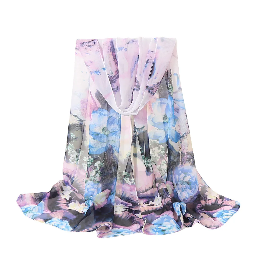 20 # женский шарф с рисунком чернил элегантный длинный мягкий в китайском стиле