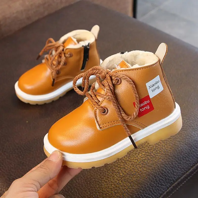 Детские Ботинки Martin зимняя обувь из плюша и хлопка для мальчиков теплые зимние