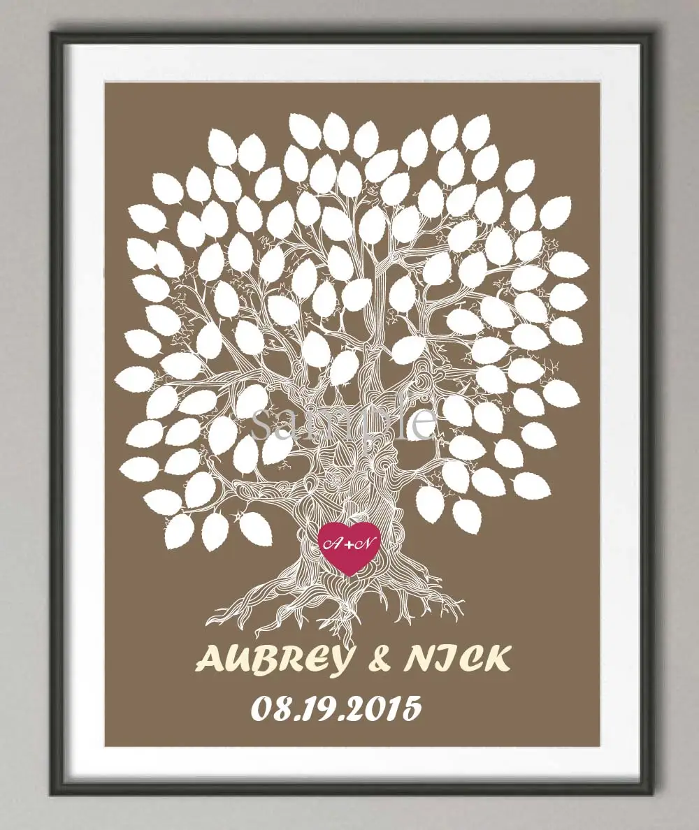 Свадебный знак плакат печать фотографий семейное дерево настенная живопись