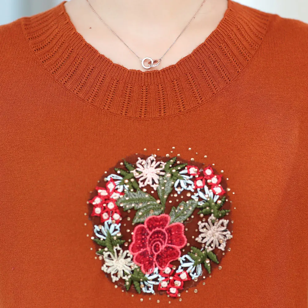 2019 Spring Sweater Women Embroidery Flower Knitted Soft and Pullover Female Tricot Jersey Jumper Pull Femme | Женская одежда