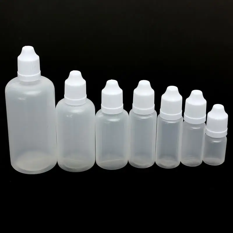 5 шт. 5/10/15/20/30/50/100ml Пустые Пластик сжимаемые бутылки-капельницы глаз жидкий флакон-капельница образец глаза падение многоразовая бутылка