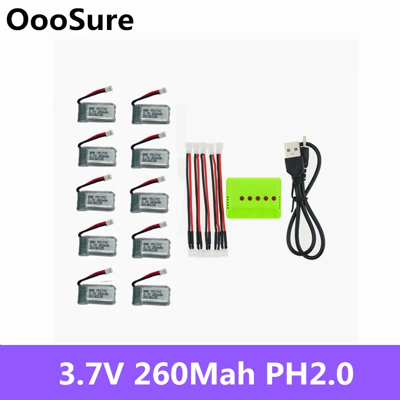 10 шт. NH010 F36 H36 E010 E010C E011 E011C E013 3 7 в 260 мАч 45C перезаряжаемые литий полимерные
