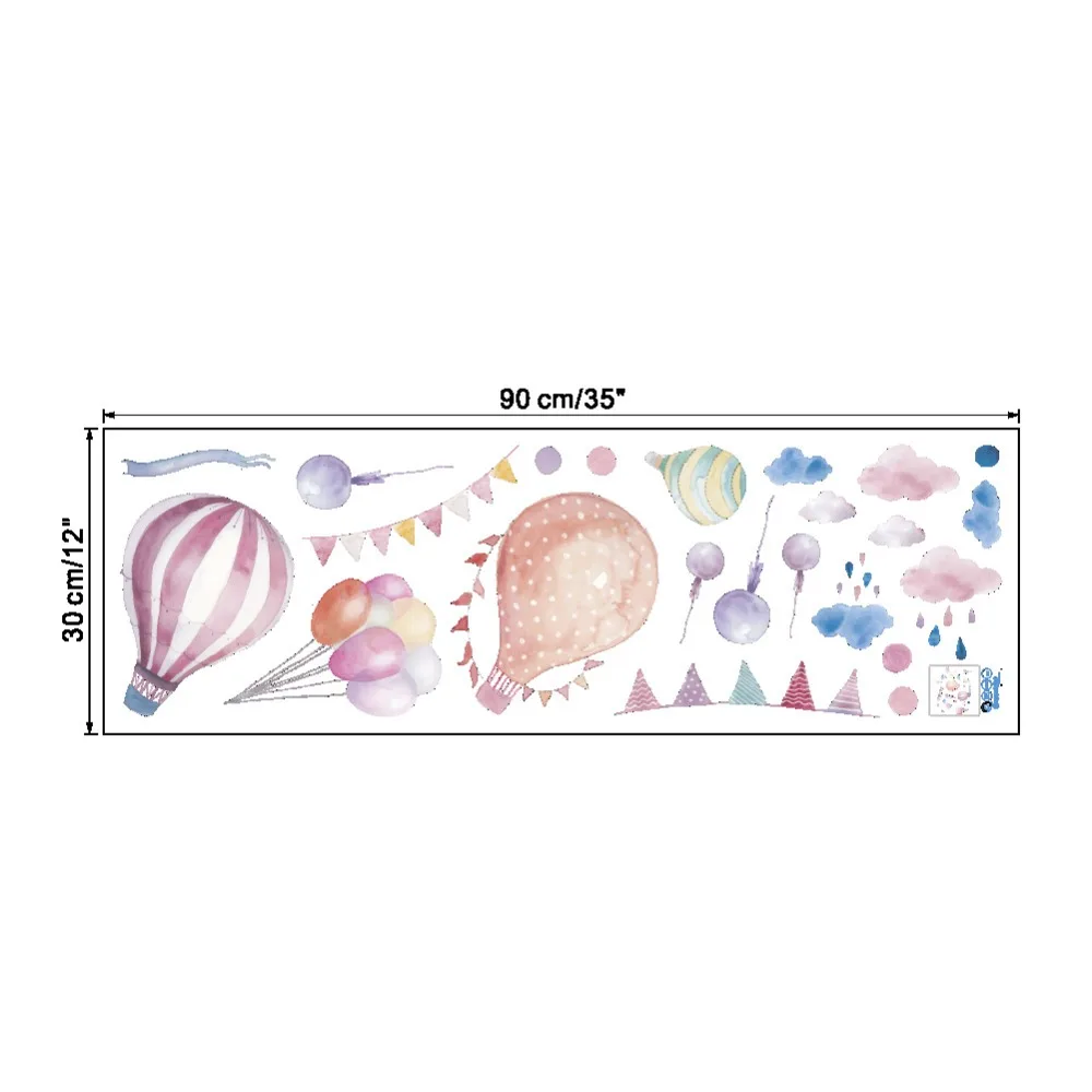 

Cute Hot Air Balloon Wall Stickers for Nursery Kids room Bedroom Wall Decor Eco-friendly Vinyl Decals Creative Home Decoration