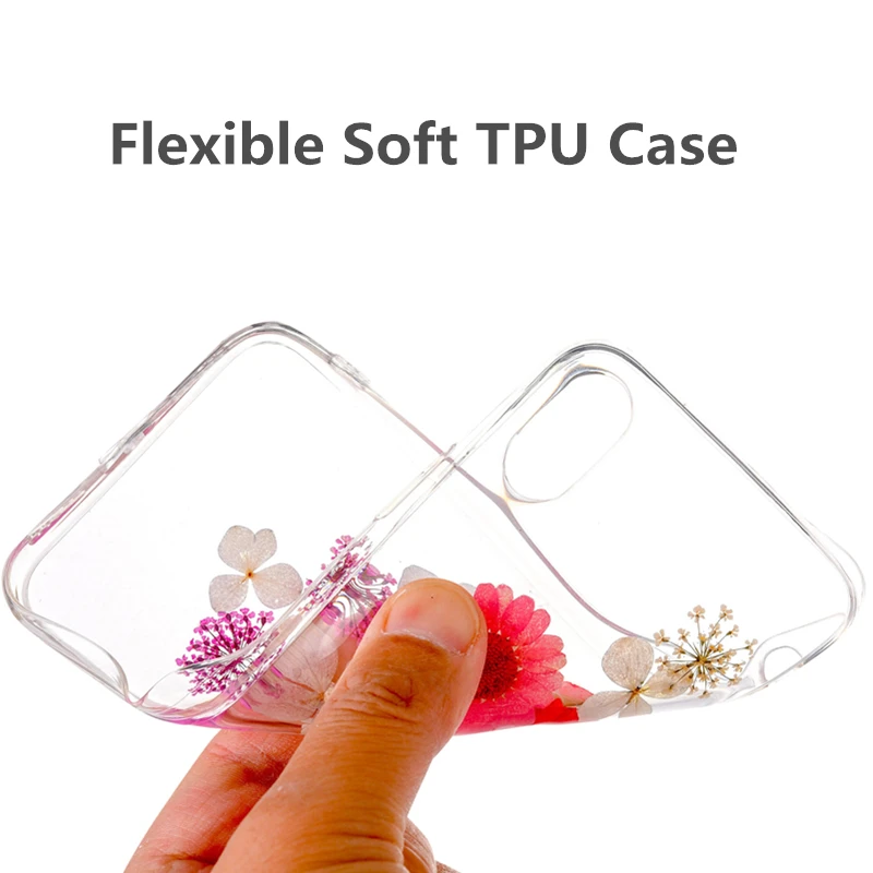 Dried Real Flower Cases For iphone 6 6s plus 7 8 Plus X XS XR Max Transparent Soft TPU Case Back Cover |