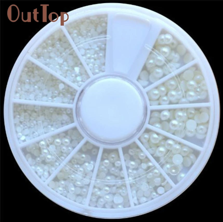Q белый жемчужный камень для дизайна ногтей разные размеры колеса стразы бисер
