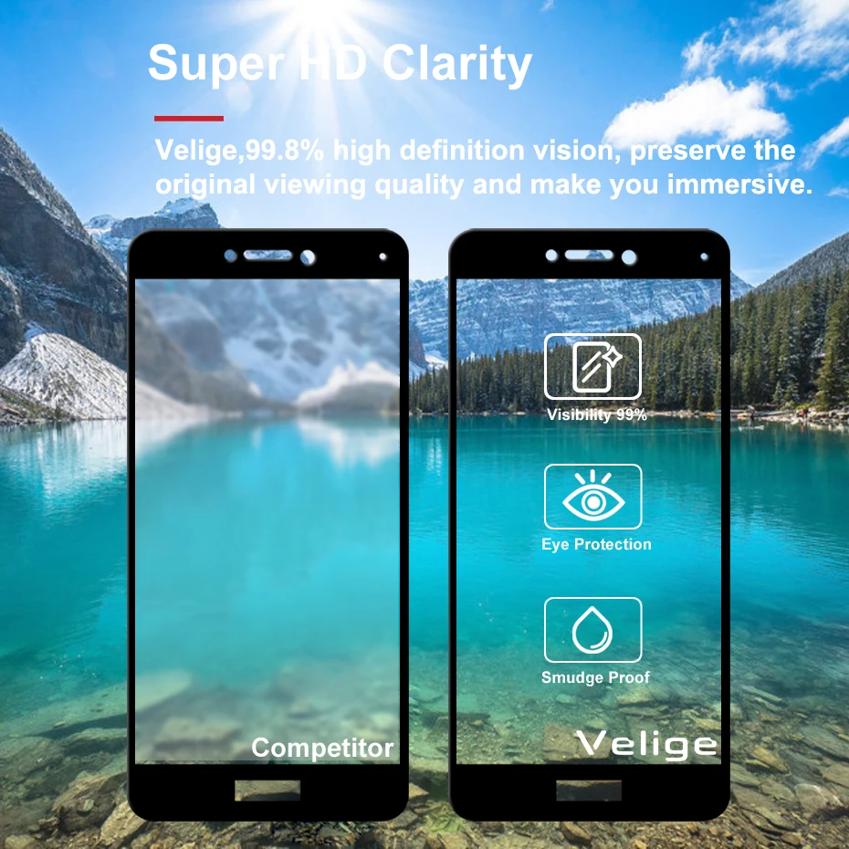 Velige 9H полное покрытие закаленное стекло для Huawei Honor 8 Lite Honor8 защита экрана HD