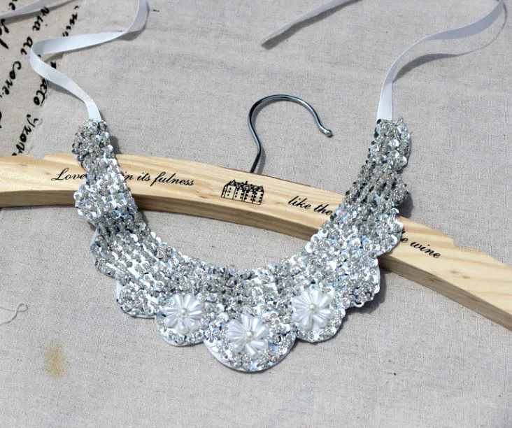 2015 Новый Модный нагрудник ожерелье серебряное с тремя цветами кулон колье