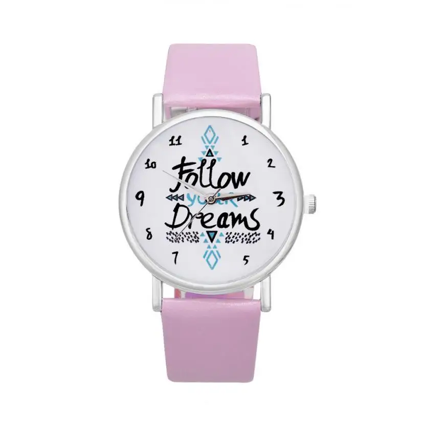 Модные женские часы с надписью Follow Dreams кожаные высокого качества Прямая поставка