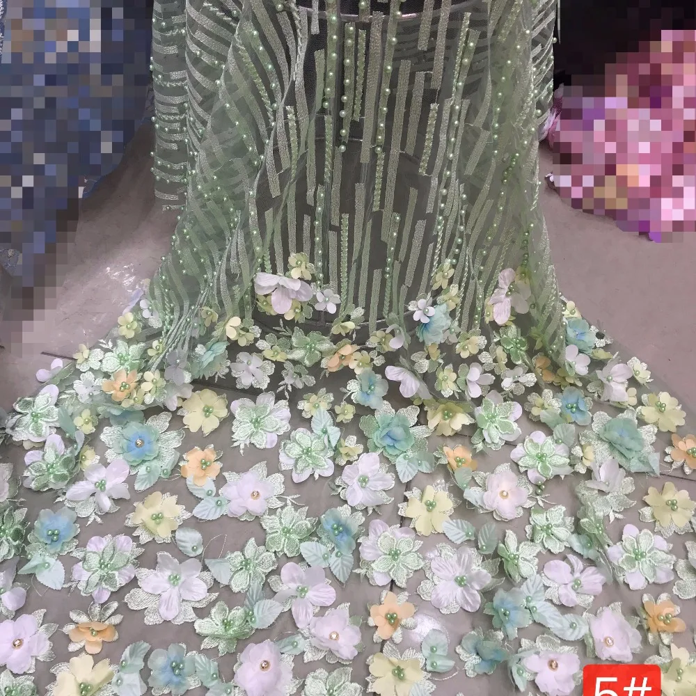 LASUI 1Y = 1 шт. 6 цветов красивый Многоцветный 3D цветок бусины одностороннее позиционирование вышивка кружевной ткани для платья X0355