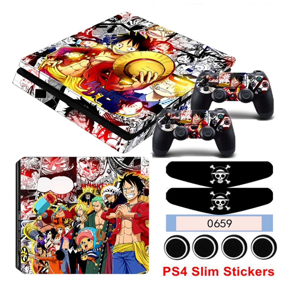 Чехол наклейка для игровой приставки 4 Slim PS4 Console и наклейки 2 slim контроллеров|cover