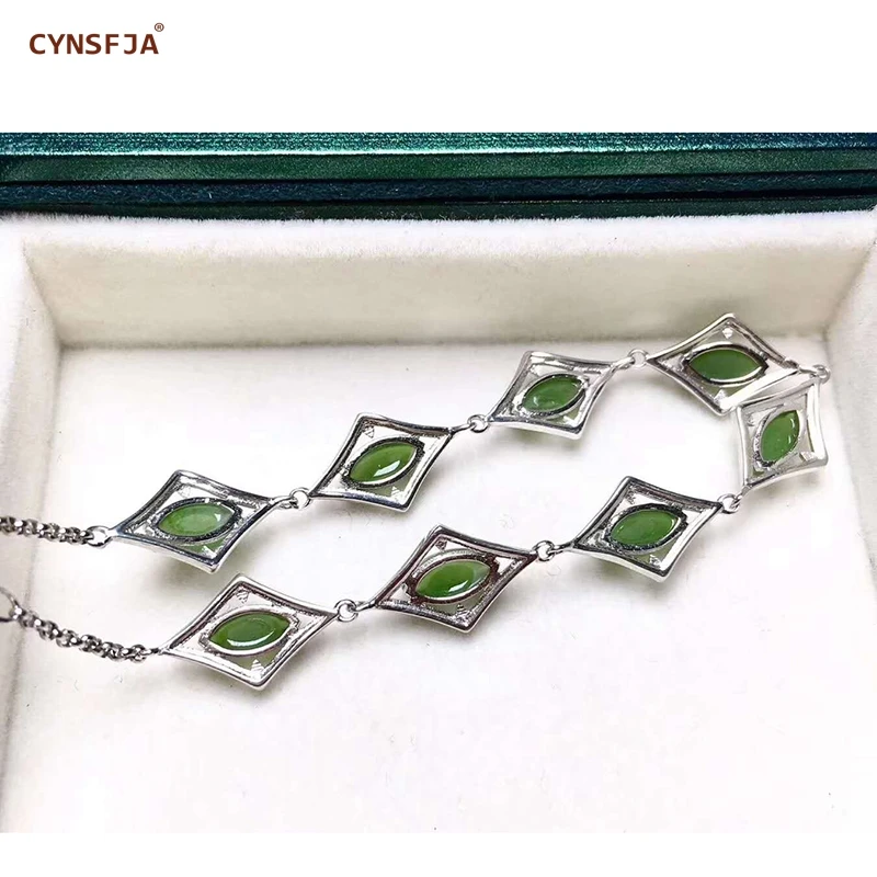 CYNSFJA Настоящее сертифицированное подвескаиз натурального камня jade Jasper инкрустированное серебро 925 пробы ручной работы женский нефритовый браслет зеленый высокое качество ювелирные изделия лучшие подарки