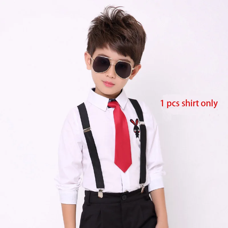 WHITE SHIRT ONLY Свадебный костюм для мальчиков, детский деловой костюм для сцены, Детский Школьный костюм на выпускной, костюм для девочек - Цвет: WHITE SHIRT ONLY