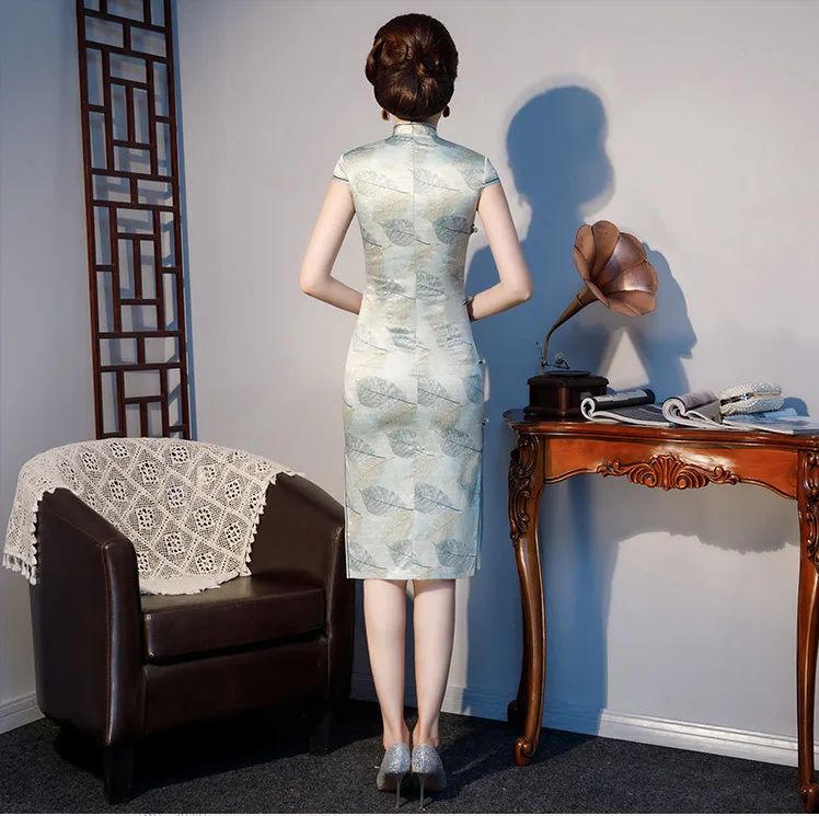 Sheng Coco Женские китайские платья короткие шелковые атласные Cheongsam модные Шанхай