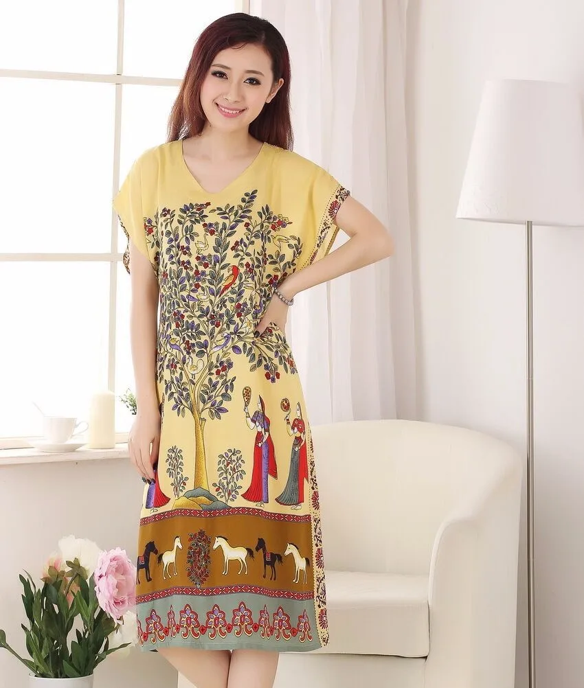 Новое поступление китайский женский хлопковый Халат Yukata Ночная сорочка Топы один размер цветок Nuisette Pijama Mujer X34026