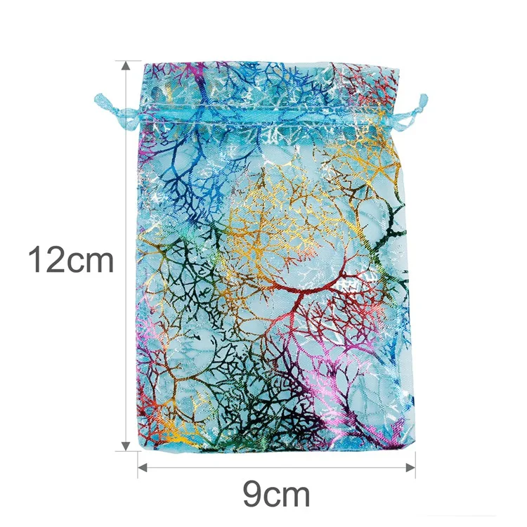 teal blue 9x12cm QIFU 50 шт. вечерние мешочки из органзы кораллового цвета, подарочные сумки бирюзового цвета, коробки для конфет, сумки для украшений, украшения на год, свадьбу, день рождения - Цвет: teal blue 9x12cm