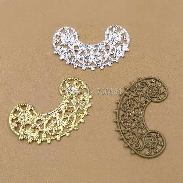 18x30 мм европейские шармы Винтажные бусины из филиграни в форме цветка латунные