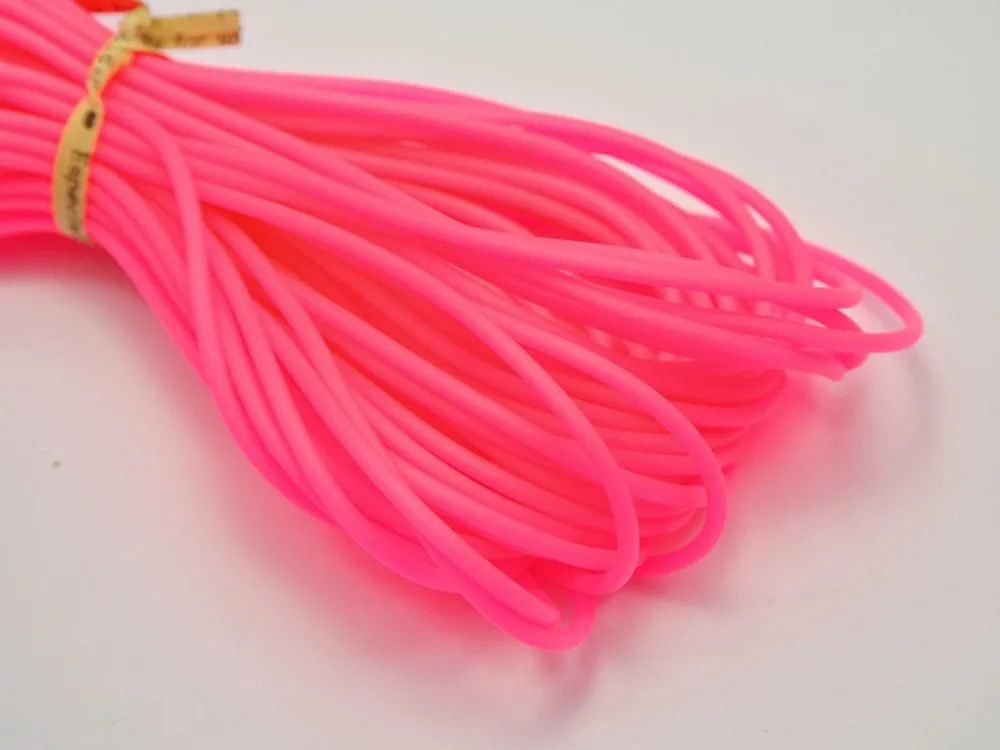 

10 Meter Bright Pink 2mm Soft Hollow Rubber Tubing Jewelry Cord Cover Memory Wire