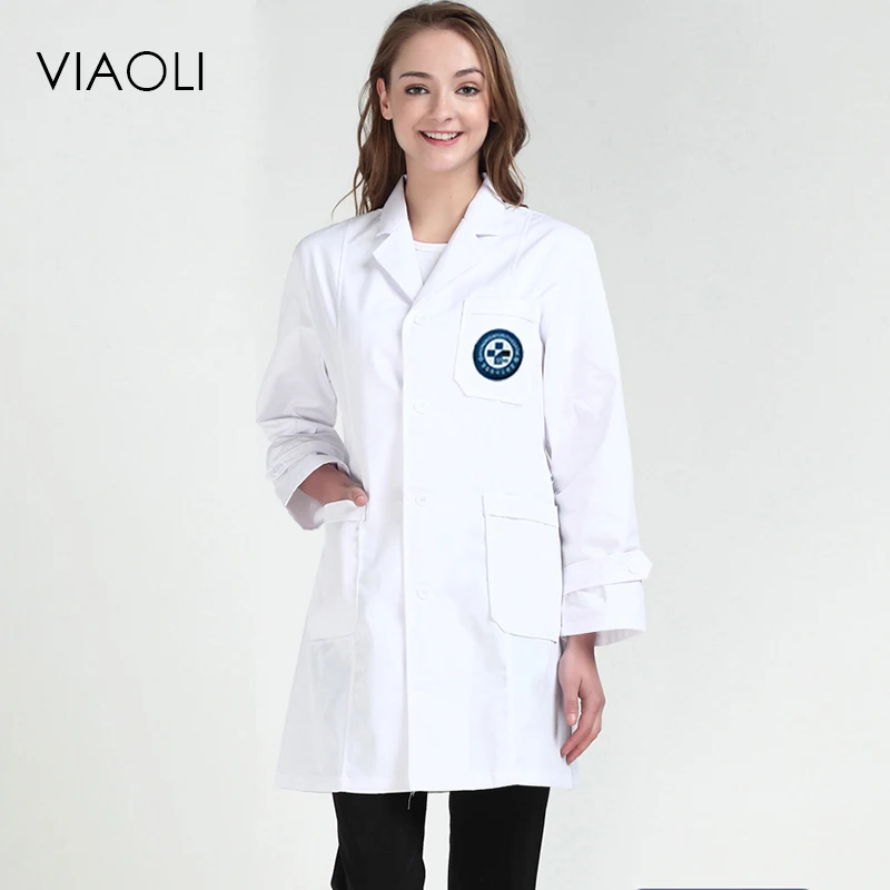 Viaoli, женское медицинское пальто с длинным рукавом, Униформа, медицинская лабораторная куртка, больница, доктор, одежда, костюм с воротником