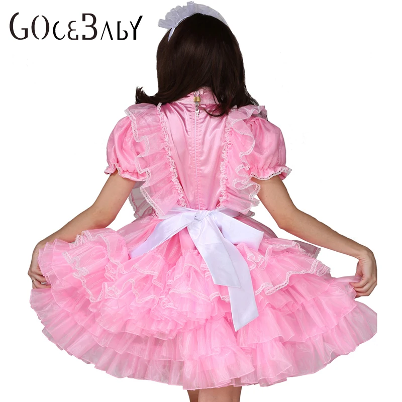 Женское атласное платье Sissy розовое с замком Униформа костюм для косплея - купить