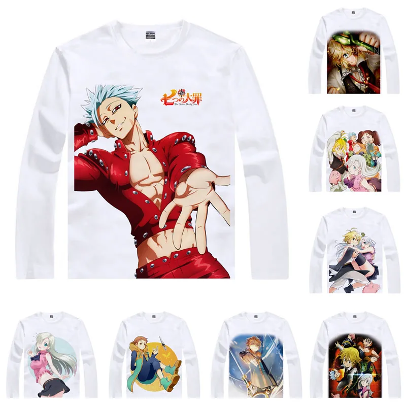 Футболка Coolprint с аниме Семь смертных грехов футболки мульти-стиль длинным