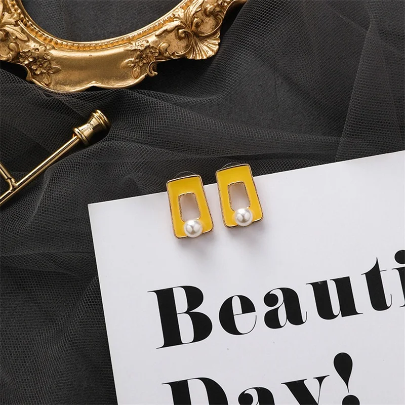 Корейская мода геометрические акриловые резиновая жемчужина ожерелье и серьги