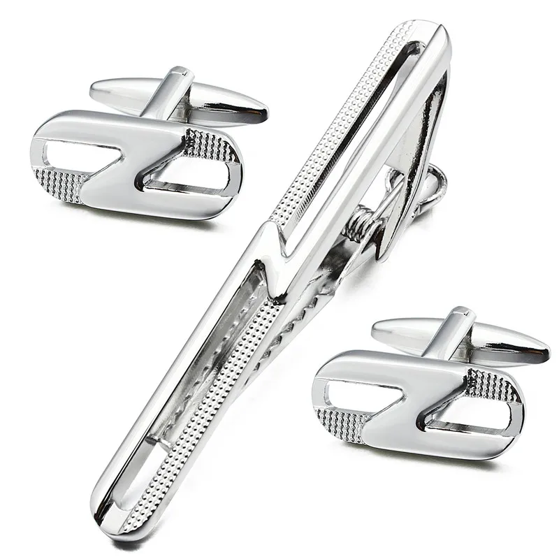

Trendy Engraved Tie Clips Cufflinks For Men Wedding Dress