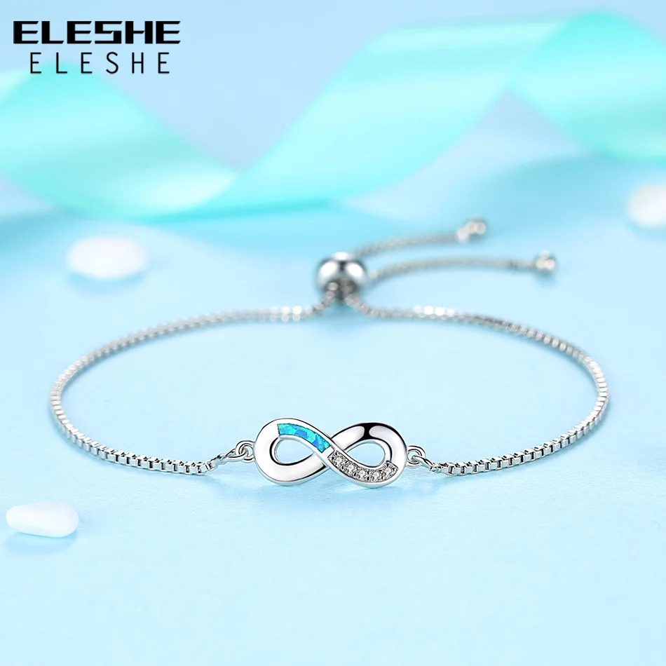 Женский браслет-цепочка с голубым опалом регулируемый браслет цепочкой