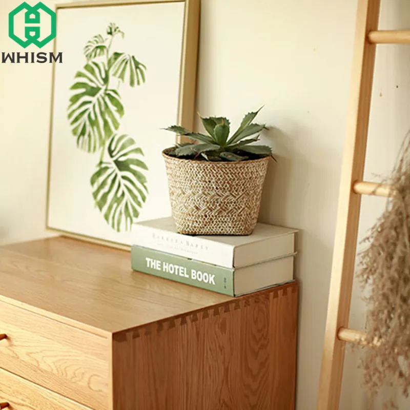 WHISM Seagrass ротанговый ящик для хранения корзин плетеное кашпо для цветов ручной работы соломенный макияж Органайзер из ткани для сада ящик Настольный ящик для хранения