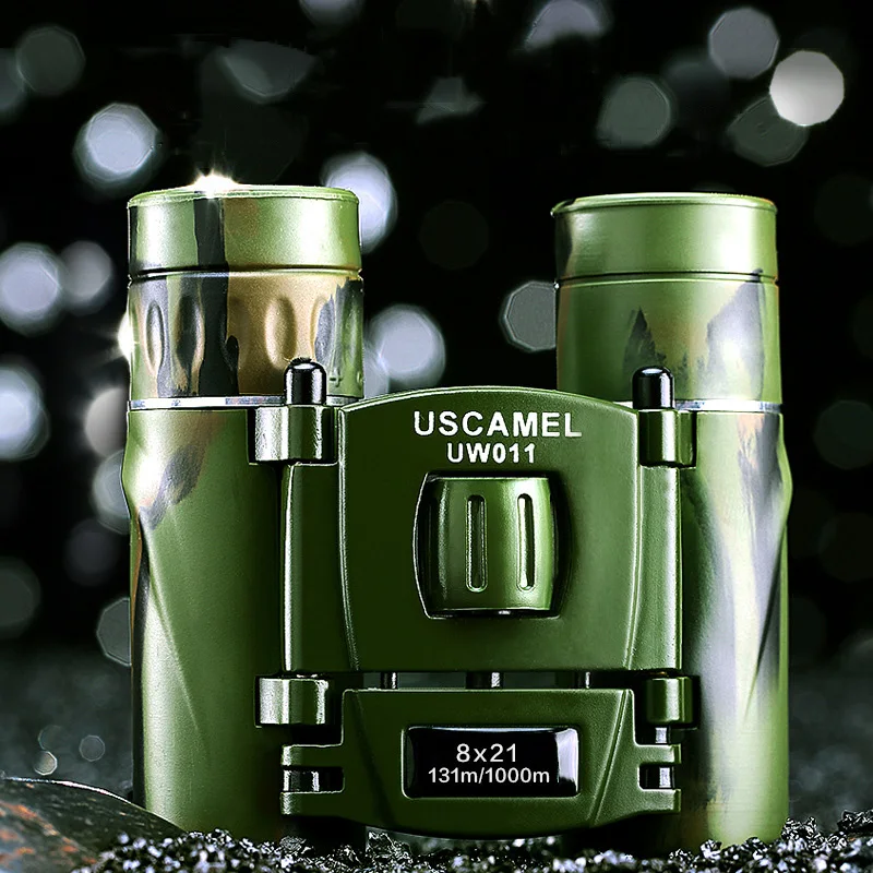 USCAMEL 8x21 HD увеличить мини складные Карманный бинокль Оптика телескопа портативный бинокль открытый наблюдение за птицами, Охота Спортивные