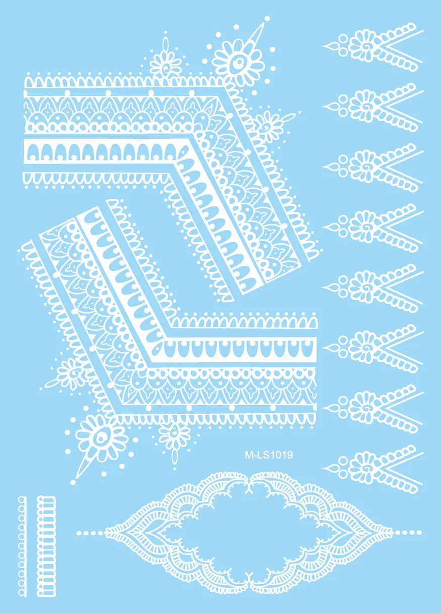 Кружевные узоры из хны 1 шт. наклейки с бантиком временная татуировка белые