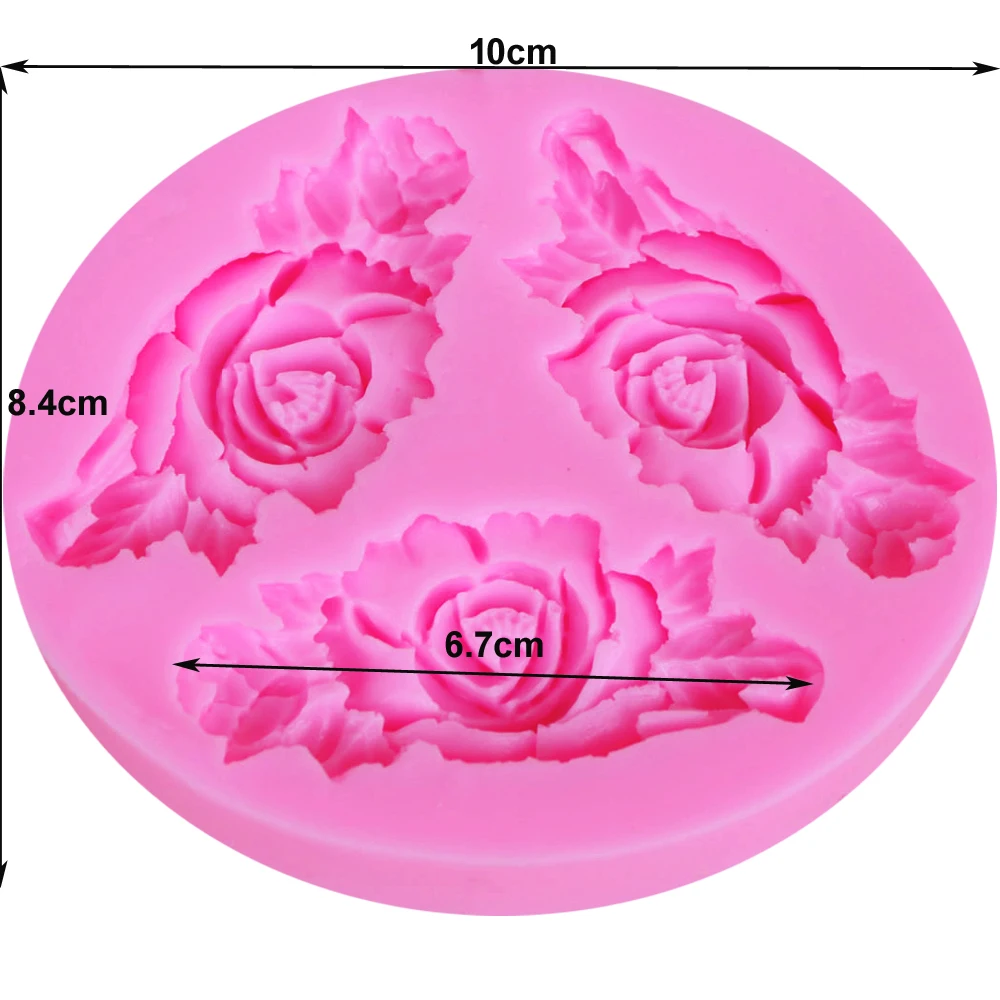 M013 3 отверстия цветок розы Силиконовые формы для торта 3D Sugarcraft помадка Конфеты Форма для шоколадного мыла инструменты для украшения Рождественского торта