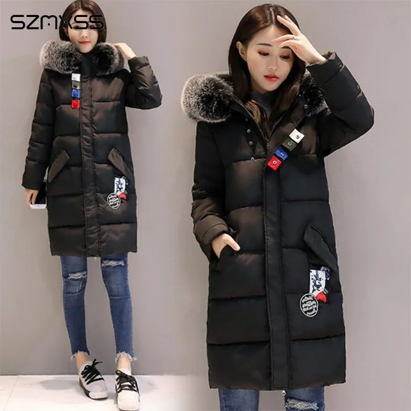 

2018 new winter coat women Slim fashion patch pocket cotton Jacket high quality casual thick parka ropa mujer invierno