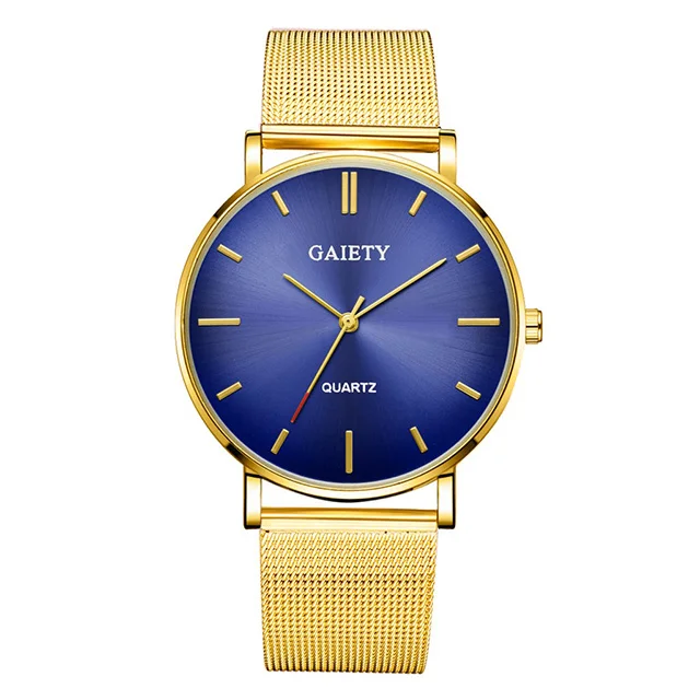 gold blue gold Мужские градиентные часы Aurora Модные мужские s часы лучший бренд класса люкс ультра тонкие кварцевые мужские наручные часы повседневные сетчатые стальные мужские часы - Цвет: gold blue gold