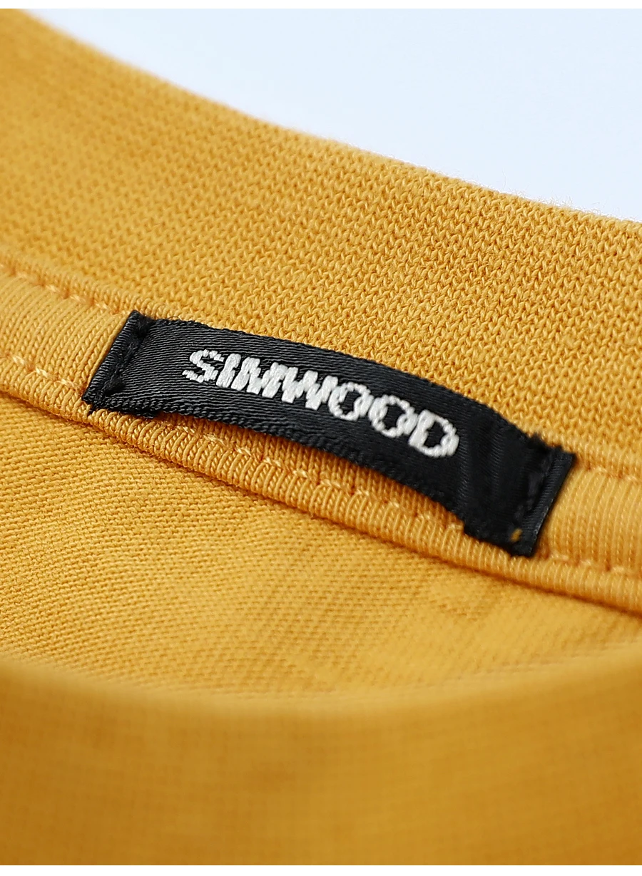 SIMWOOD, новинка, футболка с длинным рукавом, мужская повседневная Уличная одежда, футболка с буквенным принтом, хлопок, модные топы, брендовые футболки для мужчин, 190159