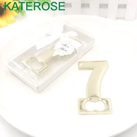 10pcs 7th design gold bottle opener wedding birthday anniversary gift number 7 wine beer openers bridal shower party giveaways