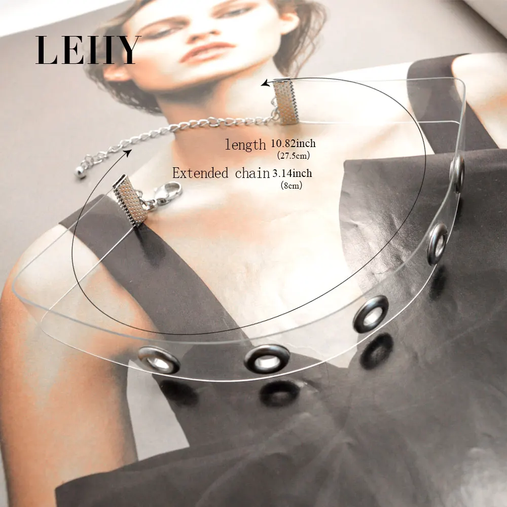 Leiiy в стиле панк прозрачный ПВХ Пластик Колье для Для женщин леди с серебряной