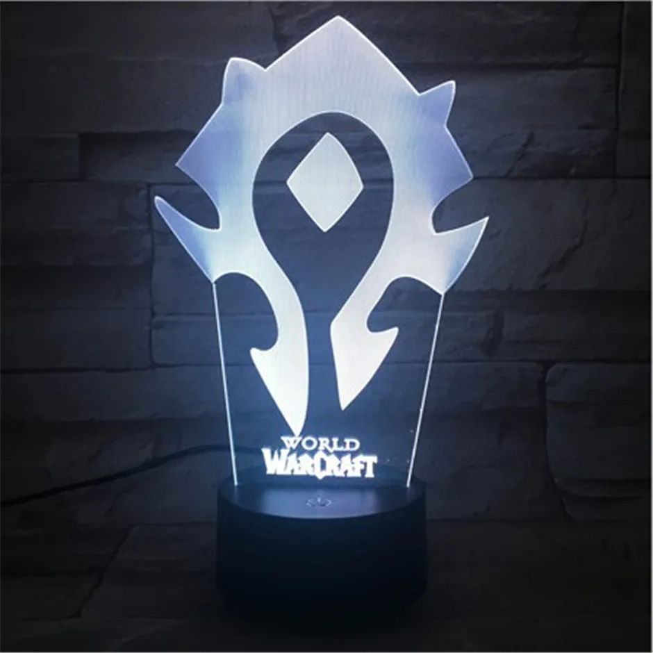 LED World of Warcraft 3D лампа The Alliance Tribal знаки дистанционное управление ночной Светильник