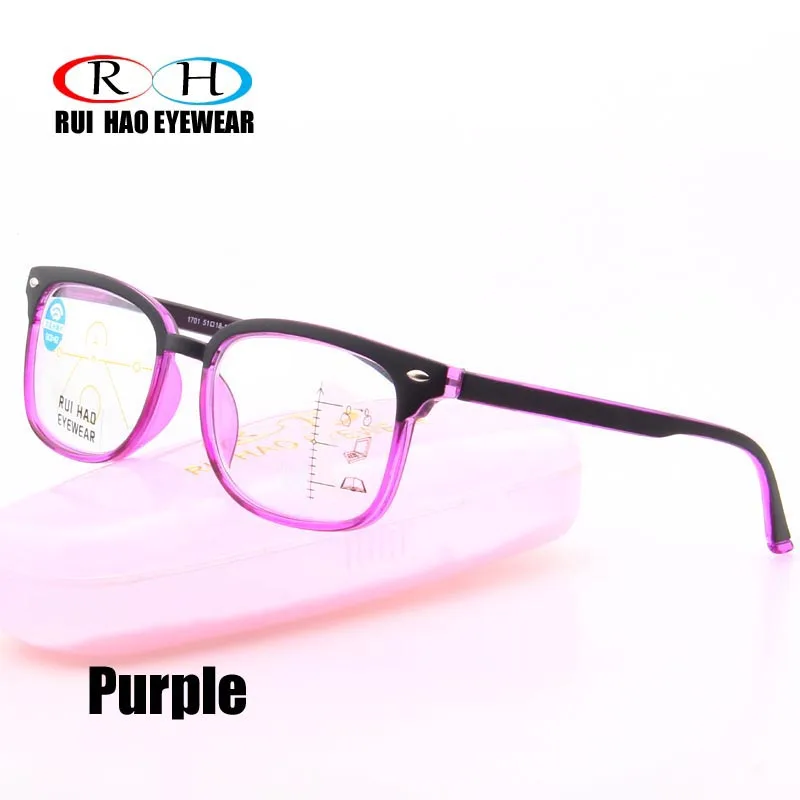 Purple Прогрессивные очки, Мультифокальные очки для чтения, очки для дальнозоркости, оправа для очков унисекс - Цвет оправы: Purple