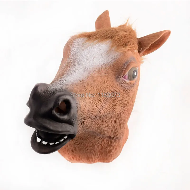 Страшная голова лошади искусственный костюм резиновые маски новинка коричневые