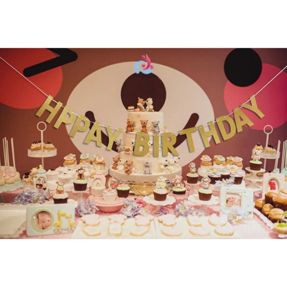 Счастливый плакат &quotс днем рождения&quot шикарные блестящие золотые вечерние