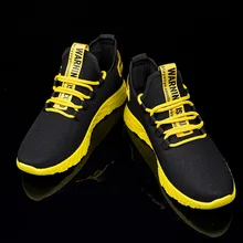 Male Tennis Shoes Lace Up Mixed Color Men Sneakers Breathable Confort Stretch Febric Mesh Shallow Flats Sports Shoes