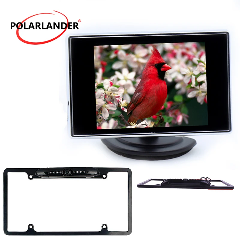 

Auto TV Car USA license frame Assist Backup Reverse Monitor rear view infrared night vision camera 3.5 inch car monitor LCD