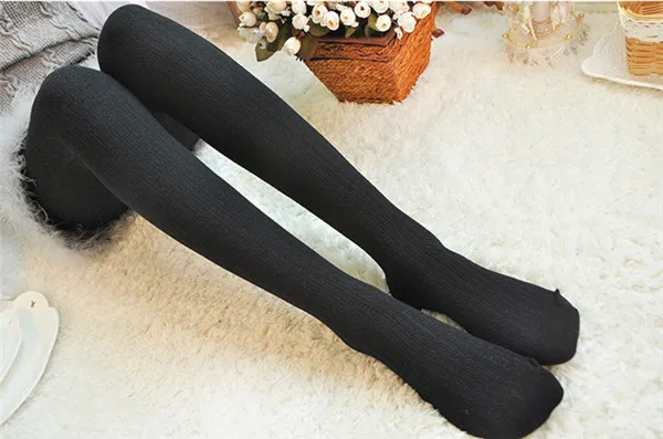 Колготки женские хлопковые толстые трикотажные колготки с вертикальными