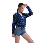 Женская клетчатая рубашка Dioufond с длинным рукавом, блузка с отложным воротником, Женская Повседневная Уличная одежда, топы, женские рубашки, блузы 2018