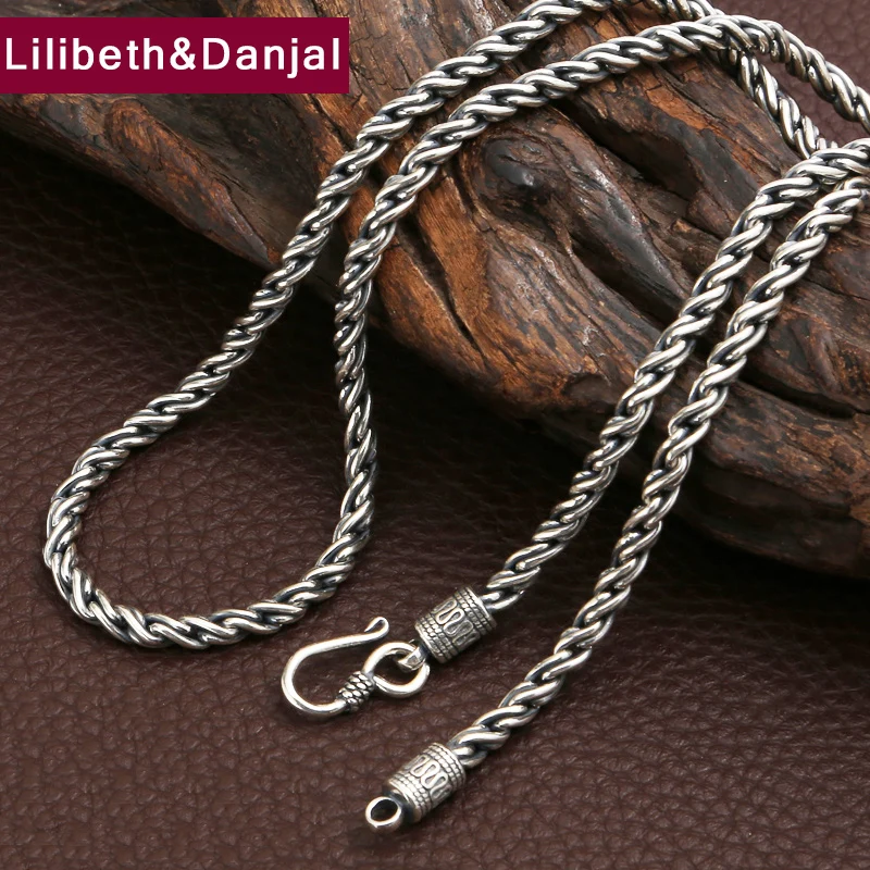 

4.5mm Thick Rope Necklace 100% Real 925 Sterling Silver Chain Pendant Necklace for Men Female Christmas Gift jewelry 2020 FN26