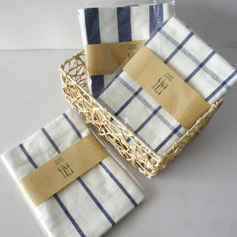 40*60 большая льняная скатерть подставка для еды клетчатая салфетка японская белая