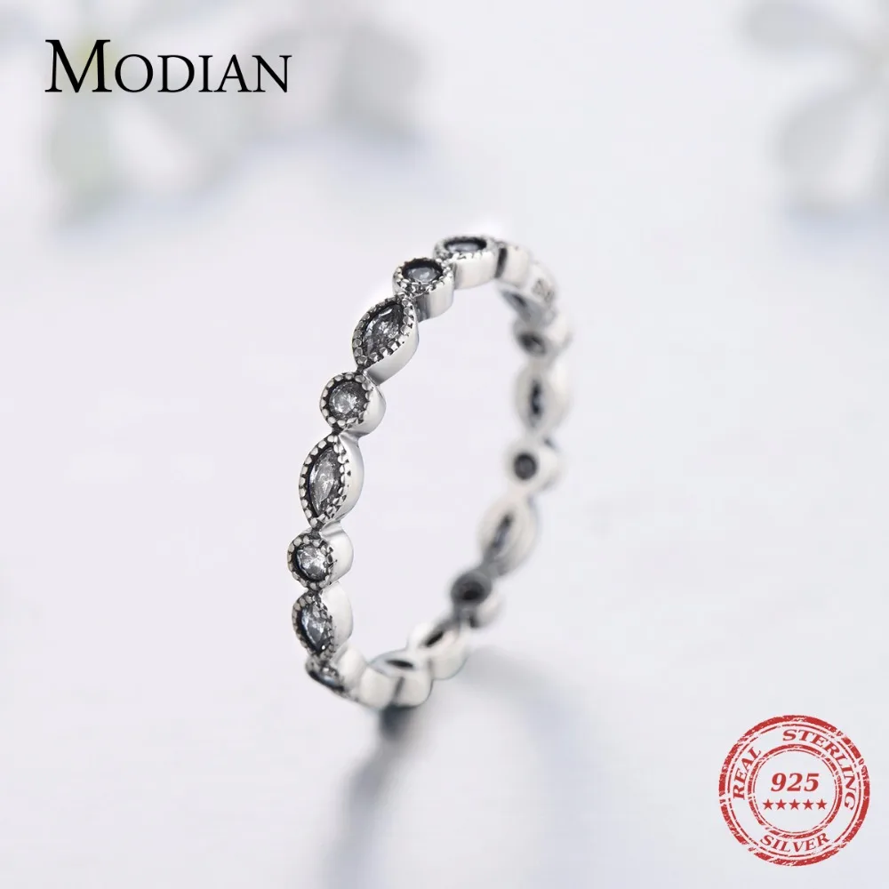 Modian Аутентичные 925 стерлингового серебра сверкающие кольца для женщин CZ